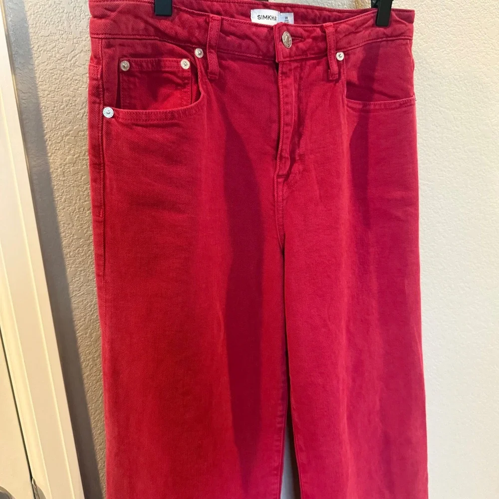 SIMKHAI Jude Straight‎ Leg Jeans Cherry Women's Size 29